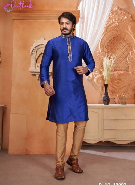 Blue Colour Latest Fancy Designer Party And Function Wear Traditional Jacquard Silk Kurta Churidar Pajama Redymade Collection 19002